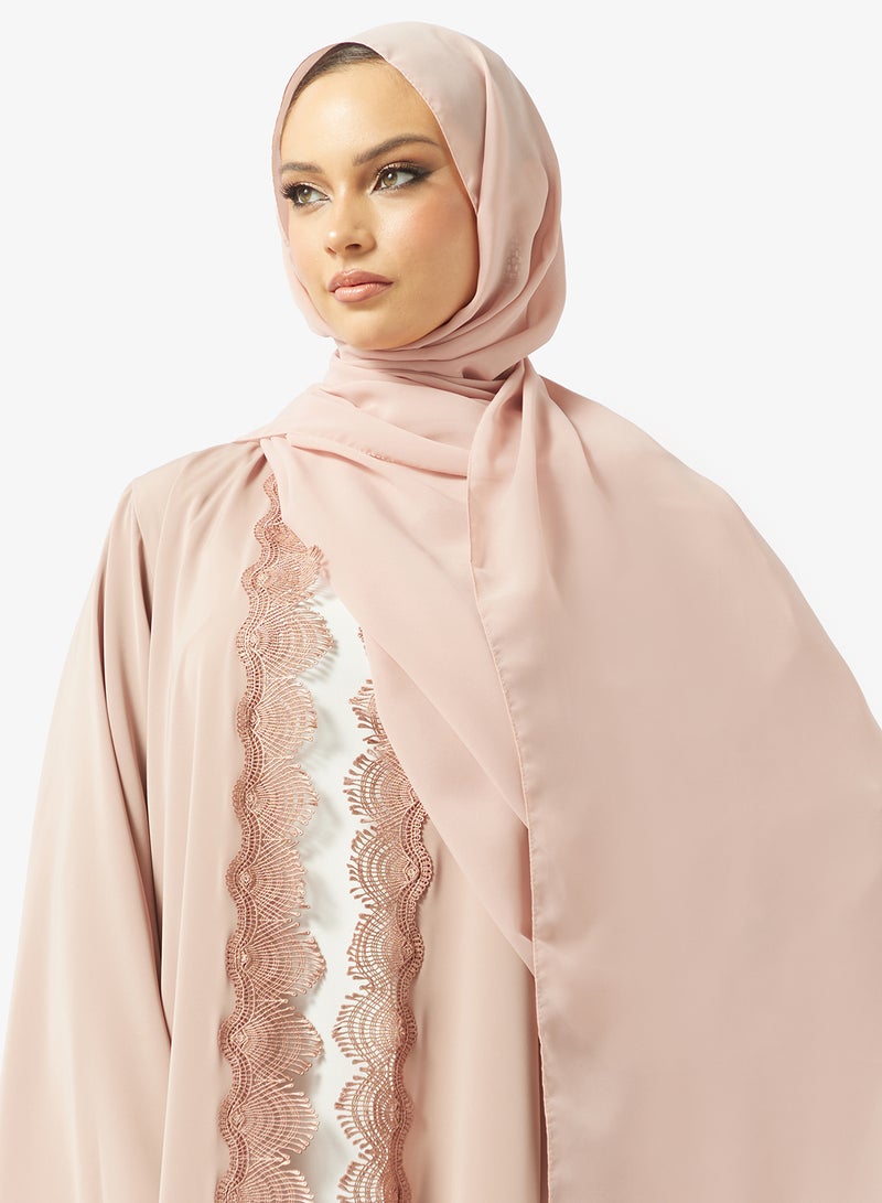 hayas closet Lace detail Abaya With Sheila - Image 3